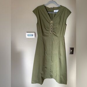 DEREK LAM CROSBY 10 Green Midi Dress With Pockets Size 6